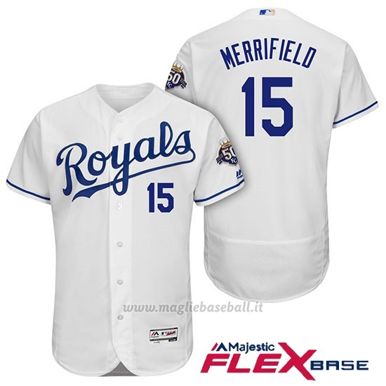 Maglia Baseball Uomo Kansas City Royals Whit Merrifield Bianco 50th Season Flex Base